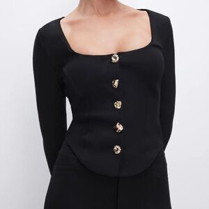 NWT Good American Ponte Button Corset Top